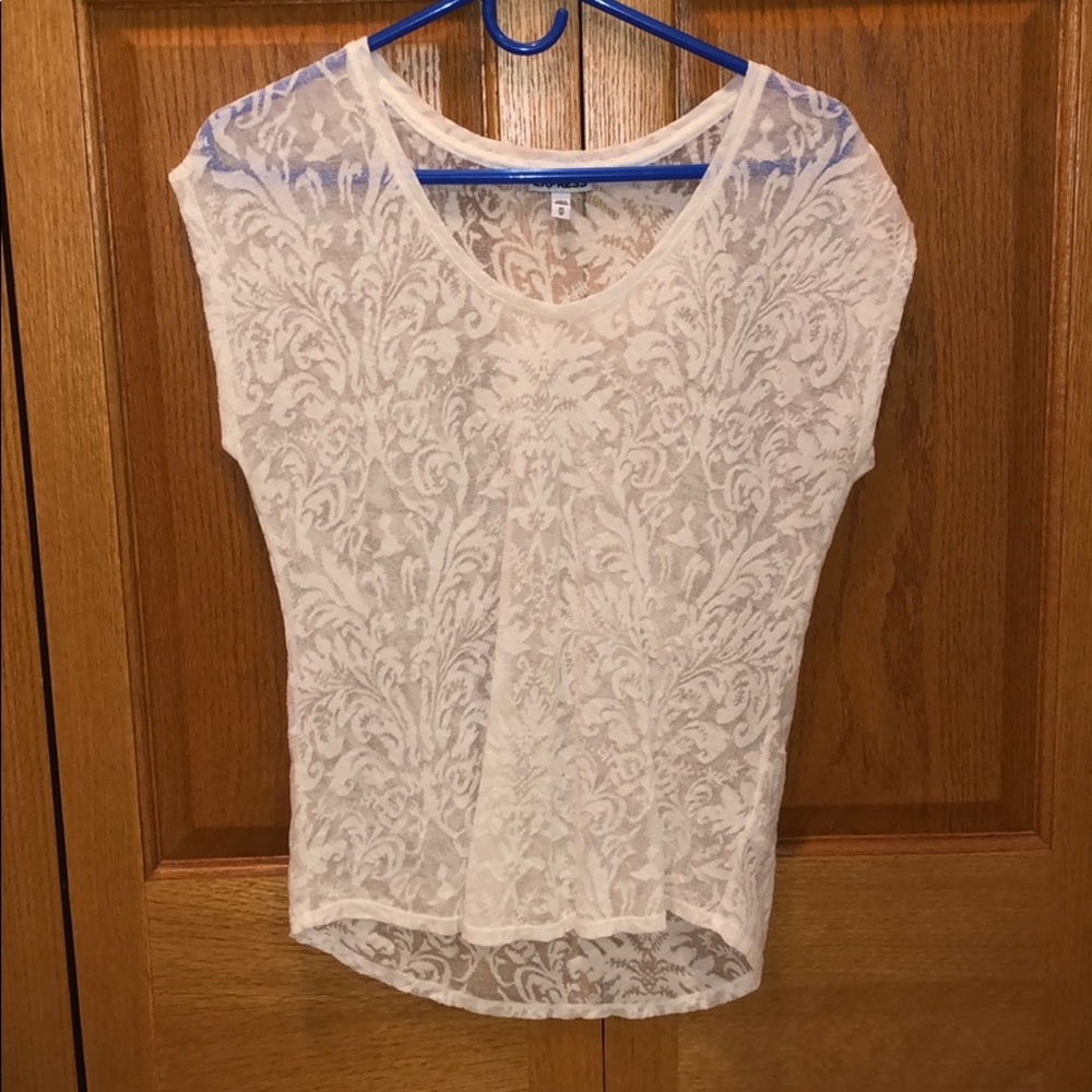 White detailed see through blouse